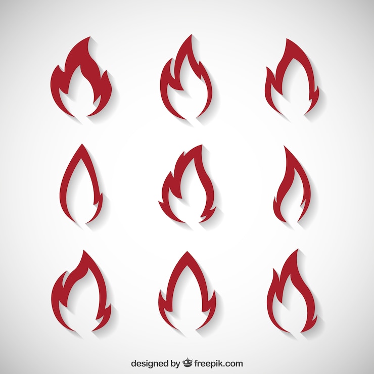 Vecteur gratuit emportez avec neuf silhouettes d&#39;incendie