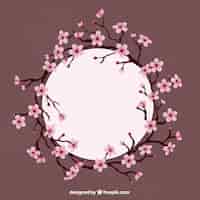 Vecteur gratuit encadré cercle avec des fleurs de cerisier