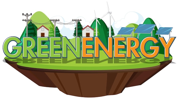 Vecteur gratuit l'énergie verte générée par l'éolienne et le panneau solaire