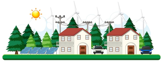 L'énergie verte générée par l'éolienne et le panneau solaire