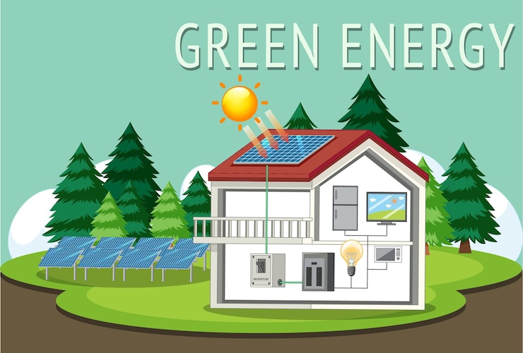 Vecteur gratuit énergie verte générée par panneau solaire