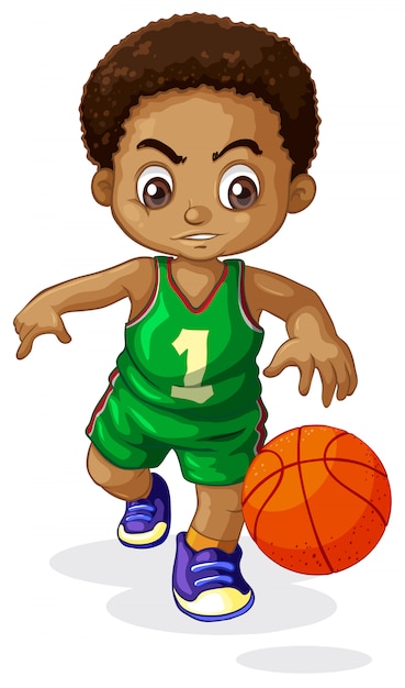 Vecteur gratuit un enfant de joueur de basket-ball