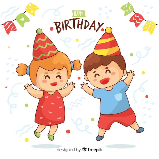 Enfants D'anniversaire Dessinés à La Main