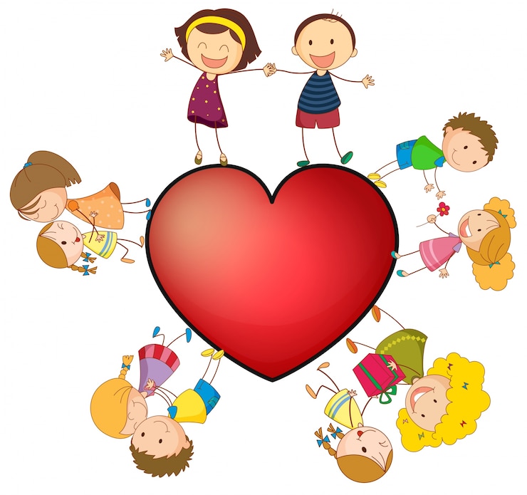 Vecteur gratuit enfants et coeur