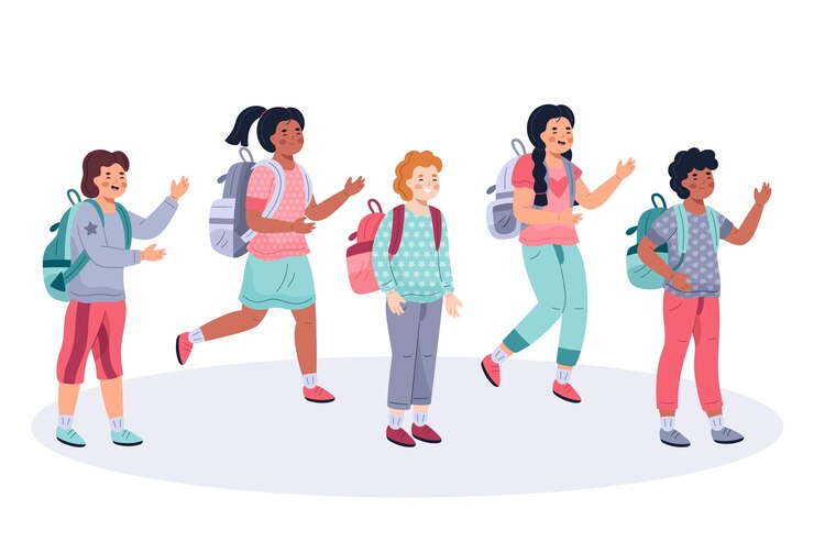 Vecteur gratuit enfants dessinés à la main à l'école