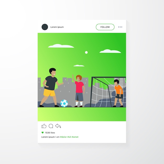 Enfants Heureux Actifs Jouant Au Football à L'extérieur Isolé Illustration Vectorielle Plane. Dessin Animé Garçons Jouant Au Football, Courir Et Botter Le Ballon Sur Le Terrain De Jeu