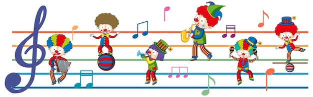 Vecteur gratuit enfants heureux jouant des instruments de musique avec des notes de musique sur w