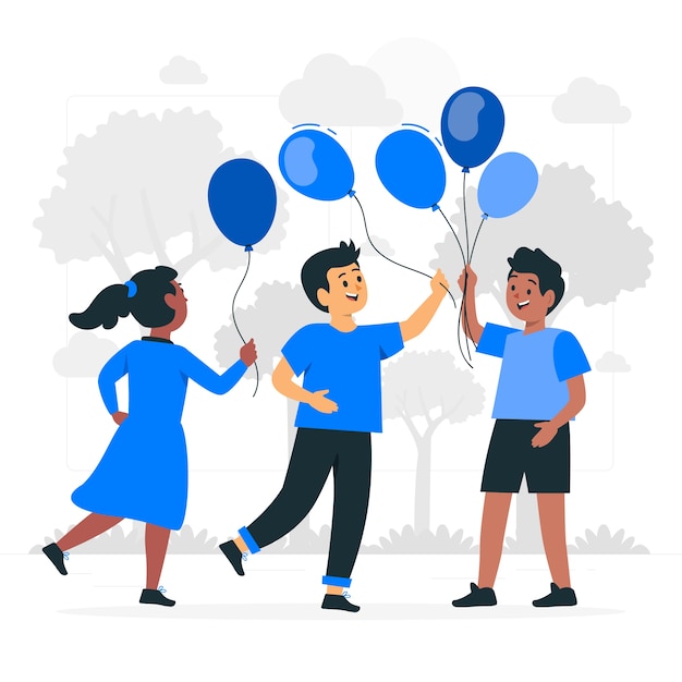 Enfants Avec Illustration De Concept De Ballons