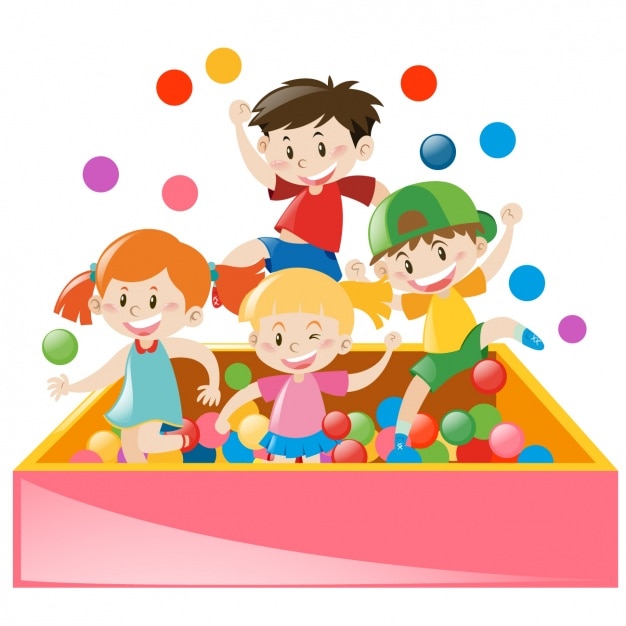 Vecteur gratuit enfants jouant wth balles