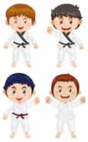 Vecteur gratuit enfants en uniforme de taekwondo