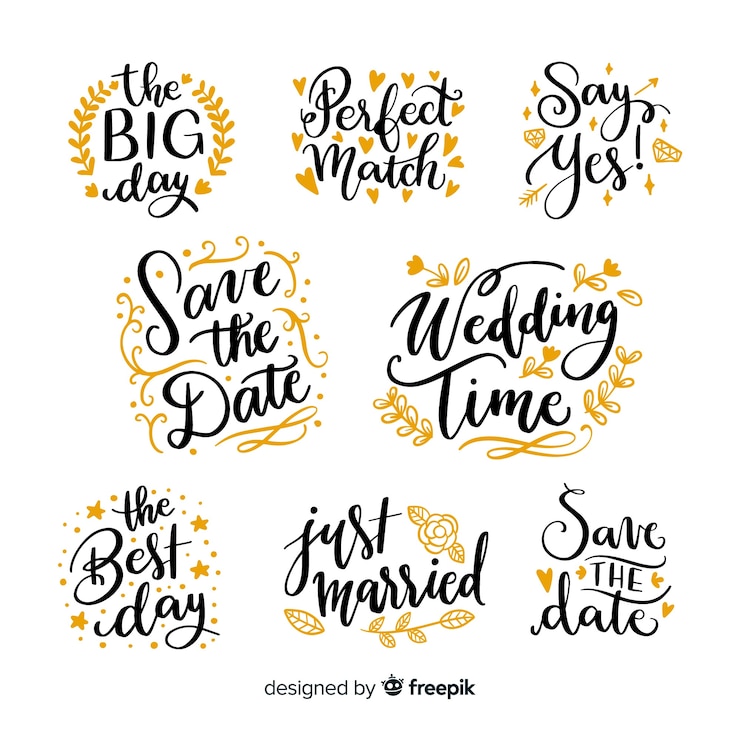 Vecteur gratuit enregistrer la collection de date dans le style de lettrage