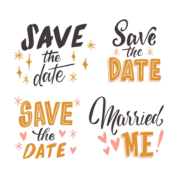 Enregistrer La Collection De Lettrage De Mariage De Date