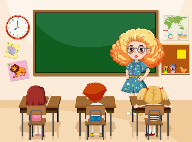 Vecteur gratuit enseignant enseignant en classe