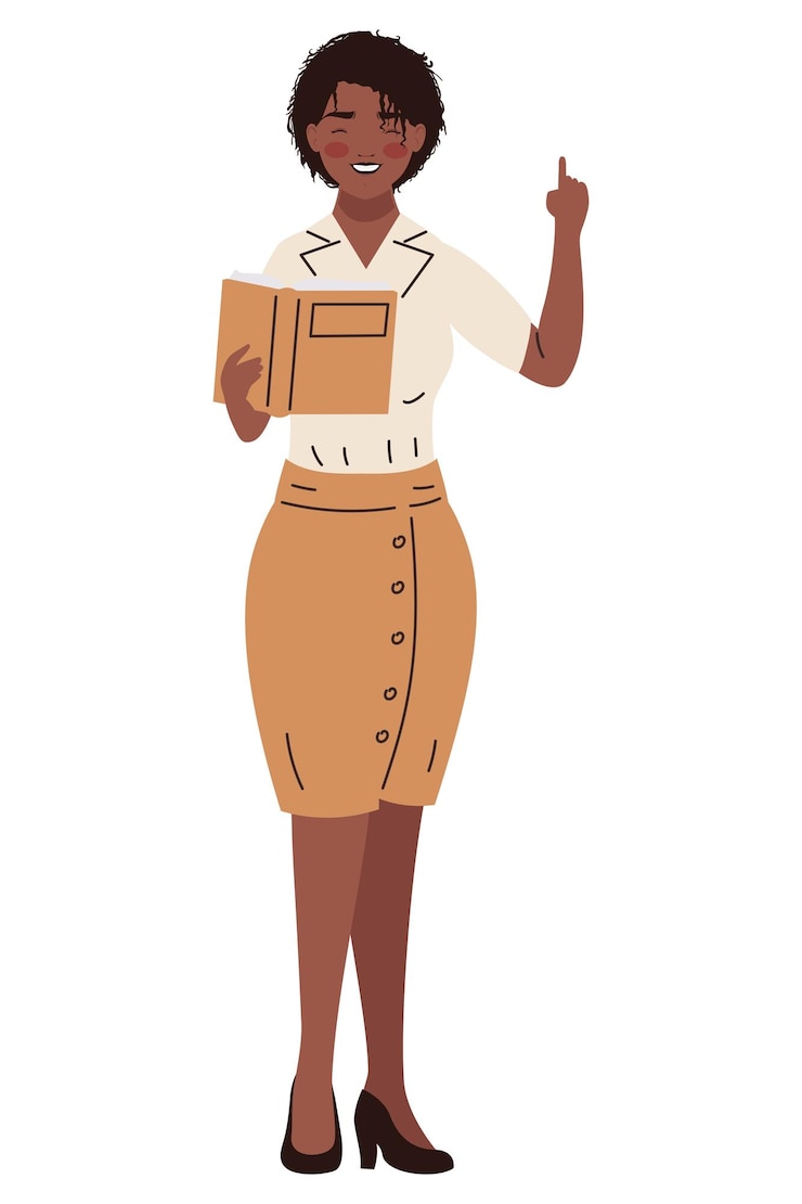 Vecteur gratuit enseignante afro avec livre