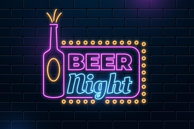 Enseigne de pub de bière au néon