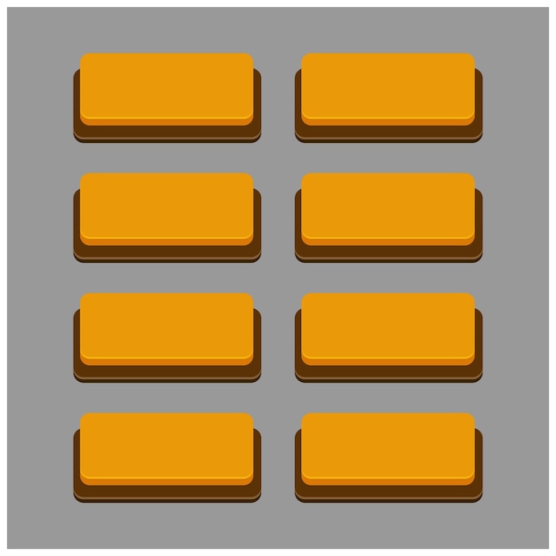 Vecteur gratuit ensemble de 8 boutons de couleur orange sur fond gris