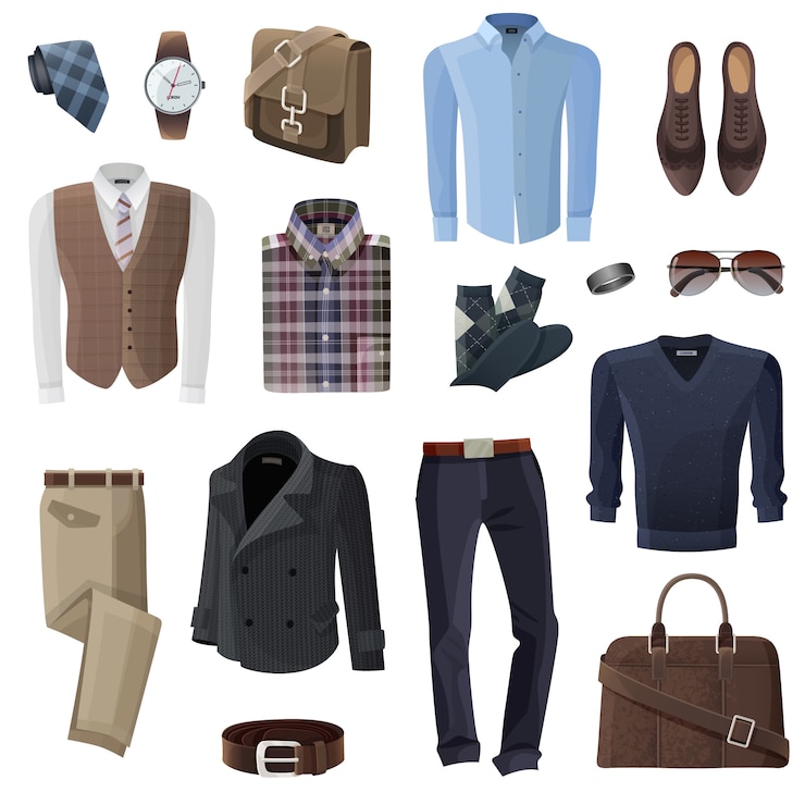 Vecteur gratuit ensemble d'accessoires fashion business man