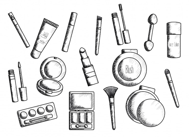 Vecteur gratuit ensemble d&#39;accessoires de maquillage dessin