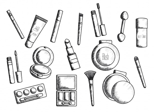 Ensemble d&#39;accessoires de maquillage dessin