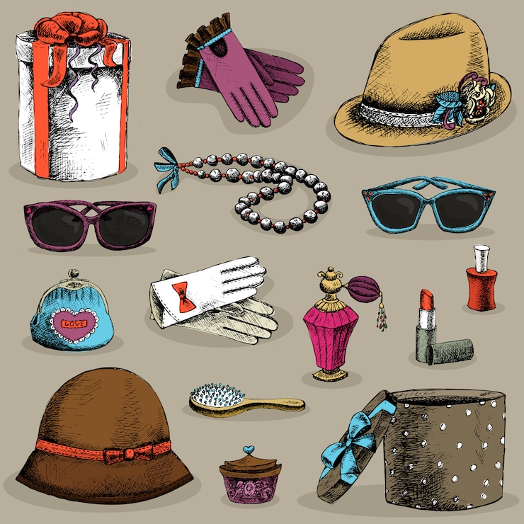 Vecteur gratuit ensemble d'accessoires pour femmes