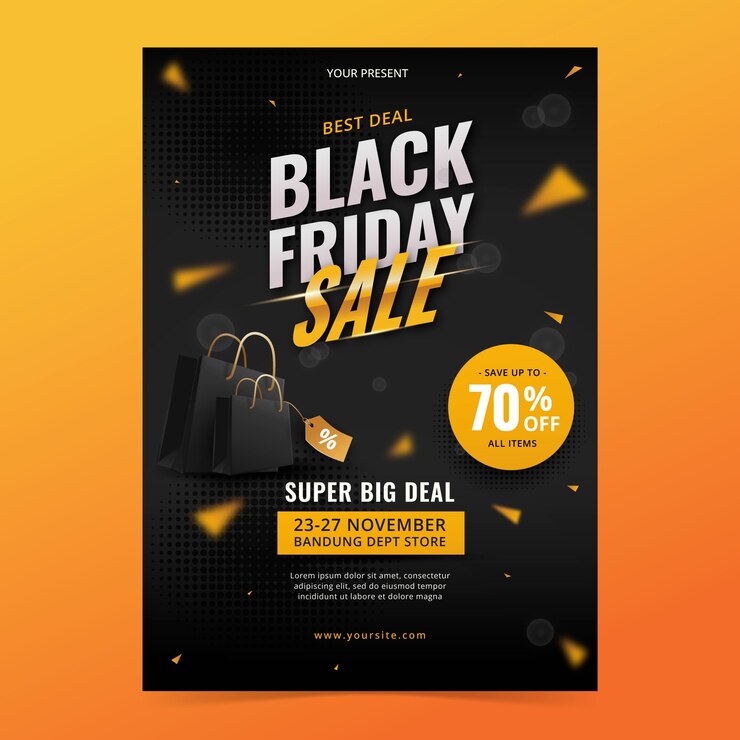 Vecteur gratuit ensemble d'affiches réalistes du vendredi noir