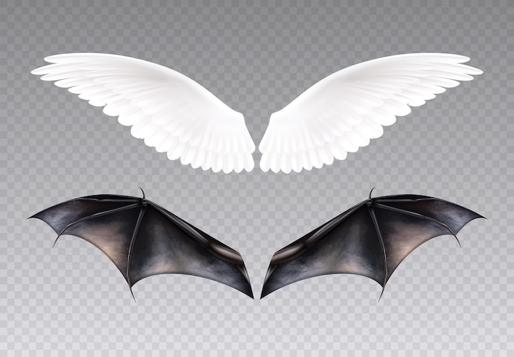 Vecteur gratuit ensemble d'ailes d'ange démon