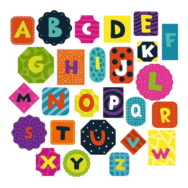 Vecteur gratuit ensemble alphabet enfant