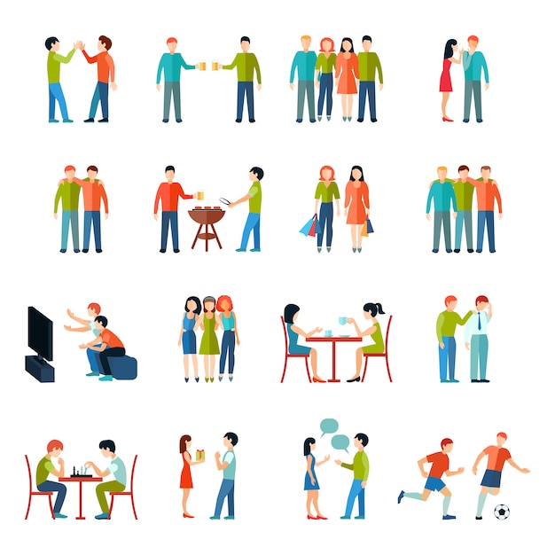 Ensemble d&#39;amis icônes relation société personnes société