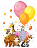 Vecteur gratuit ensemble d'animaux d'anniversaire