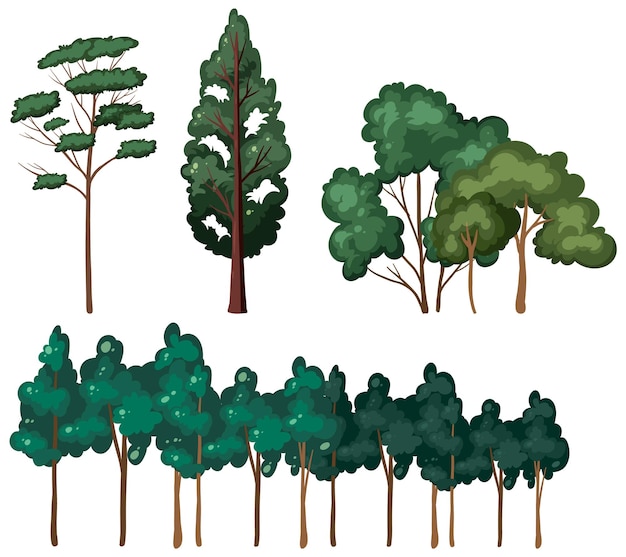 Vecteur gratuit ensemble d'arbre isolé