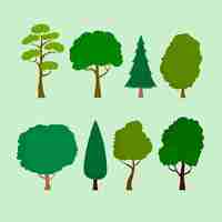 Vecteur gratuit ensemble d'arbres de type design plat