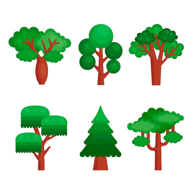 Ensemble d'arbres de type design plat