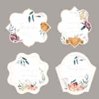 Vecteur gratuit ensemble d'arrangements floraux fleur et feuilles illustration florale pour la collection d'étiquettes