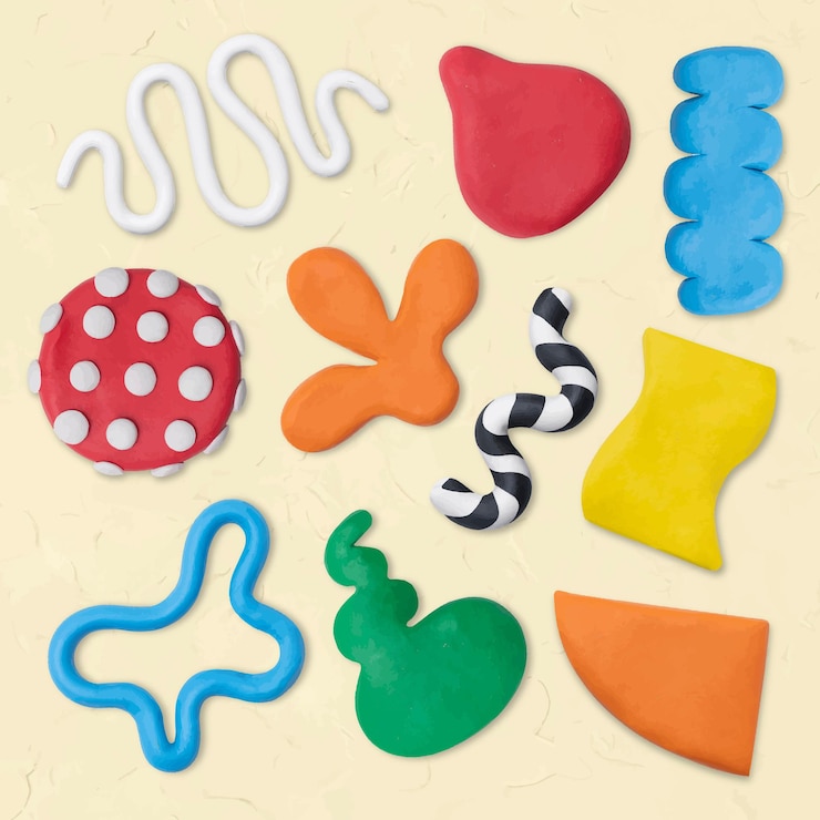 Vecteur gratuit ensemble d'art créatif bricolage coloré de vecteur d'artisanat d'argile de forme abstraite