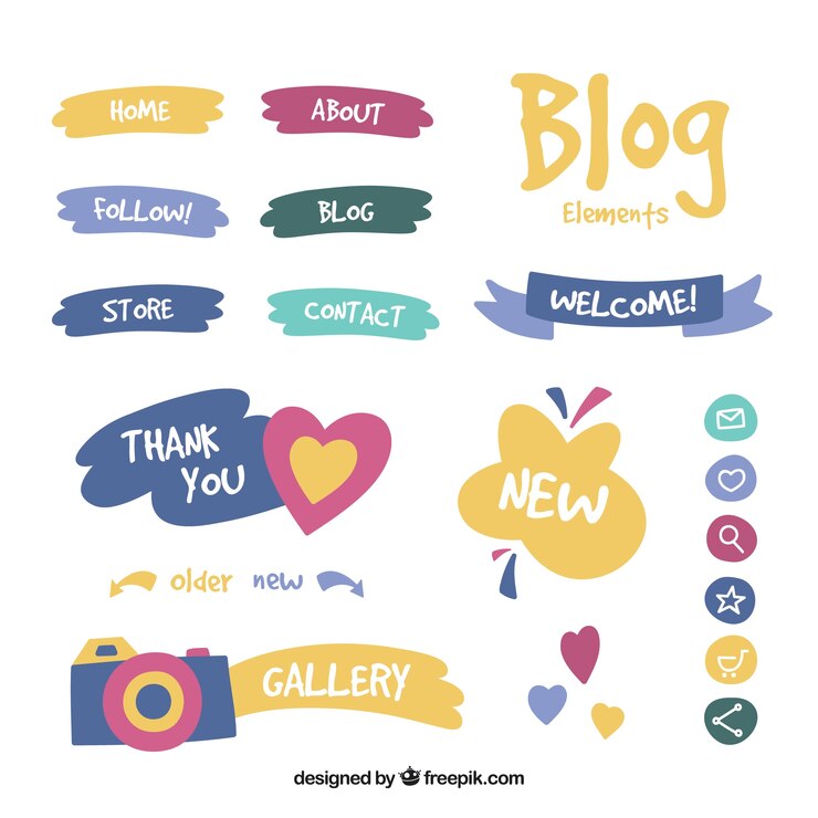 Vecteur gratuit ensemble d&#39;articles de blog