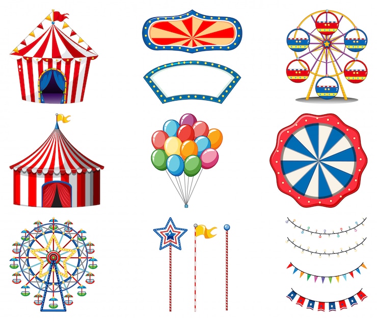 Vecteur gratuit ensemble d'articles de cirque