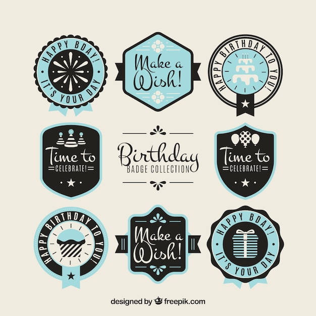 Ensemble D'autocollants D'anniversaire En Design Vintage