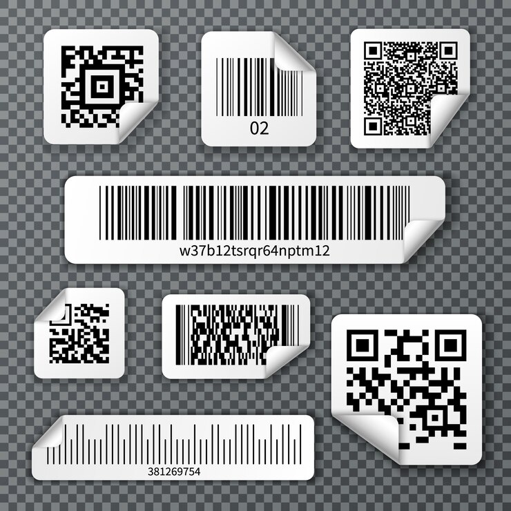 Vecteur gratuit ensemble d'autocollants de codes à barres qr