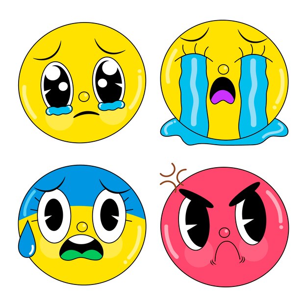 Ensemble d'autocollants emoji acide