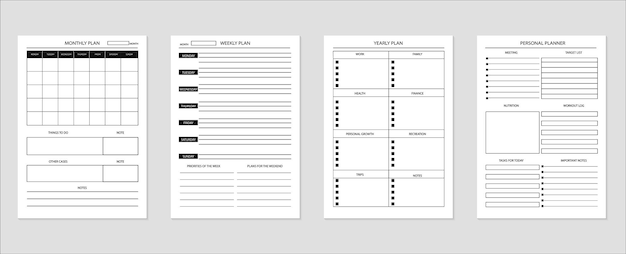 Vecteur gratuit ensemble d'autocollants de formulaires de planificateur