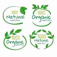 Vecteur gratuit ensemble de badges 100% naturels