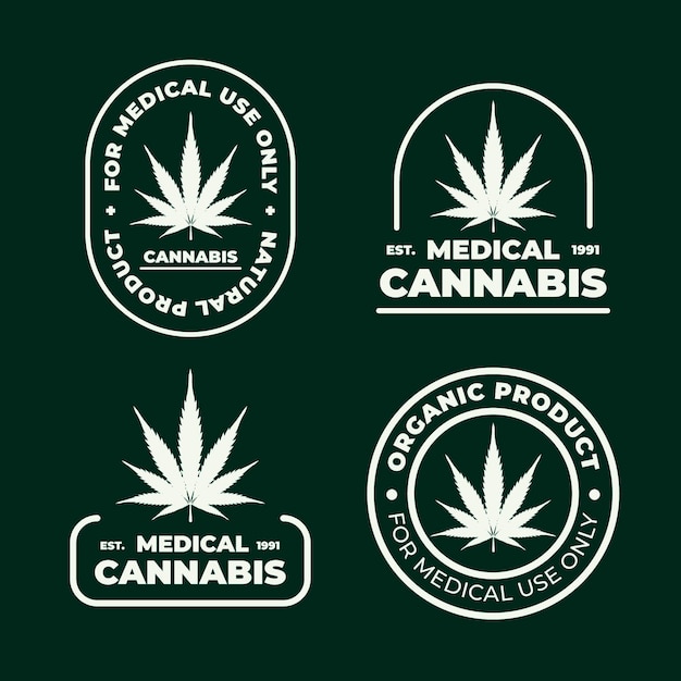 Vecteur gratuit ensemble de badges de cannabis médical