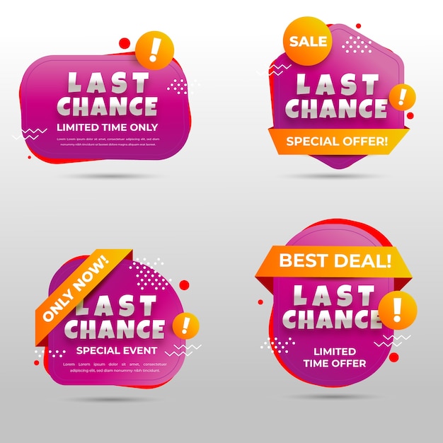 Vecteur gratuit ensemble de badges de dernière chance dégradés