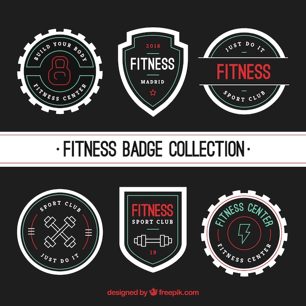 Vecteur gratuit ensemble de badges noirs de remise en forme