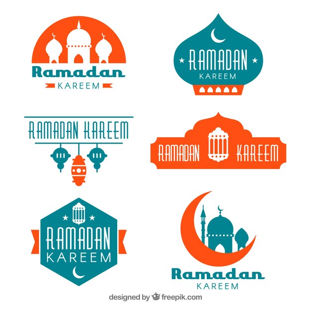 Vecteur gratuit ensemble de badges ramadan dans un style plat