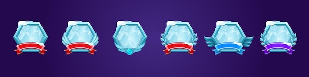 Ensemble De Badges De Récompense De Glace Classant Les Icônes De Niveau De Jeu