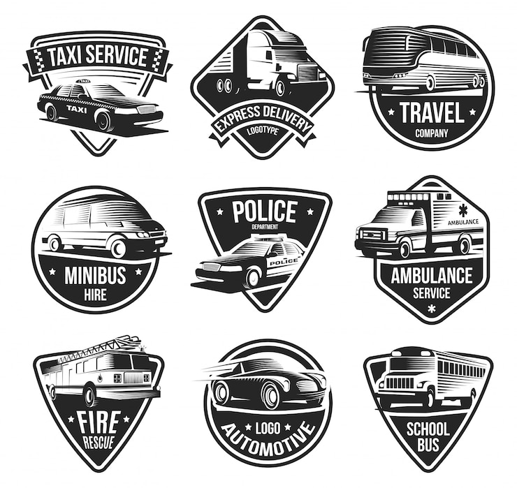 Vecteur gratuit ensemble de badges de transport urbain