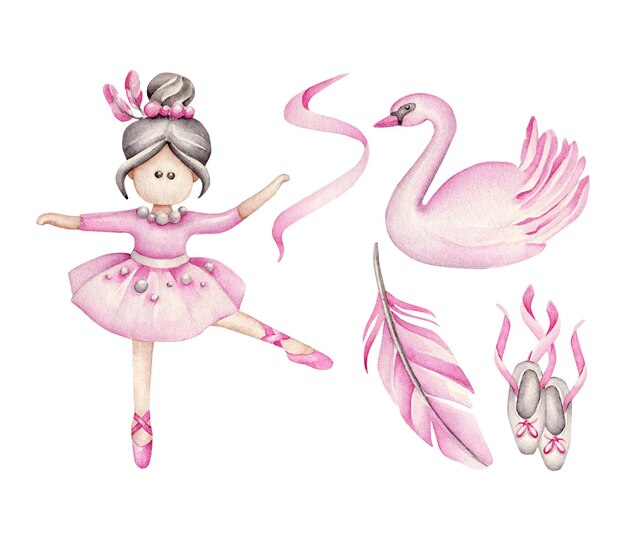 Carte De Joyeux Anniversaire Fille Mignonne Danseuse De Ballet Vecteur Premium