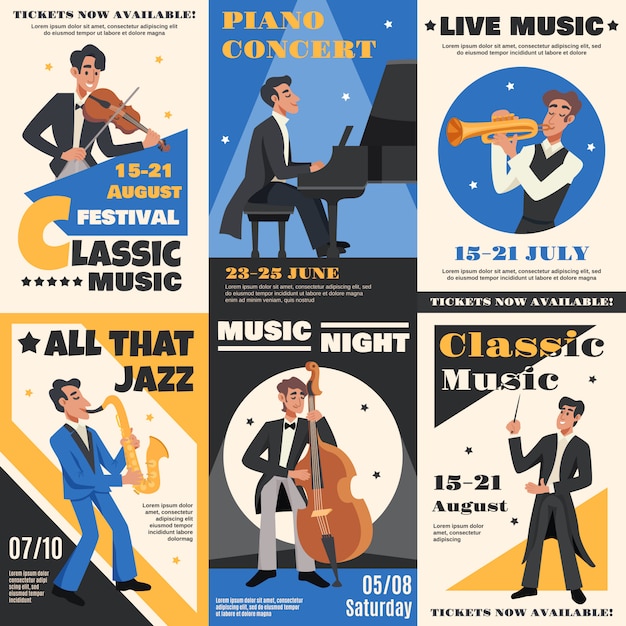 Ensemble De Bannière Affiche De Musicien