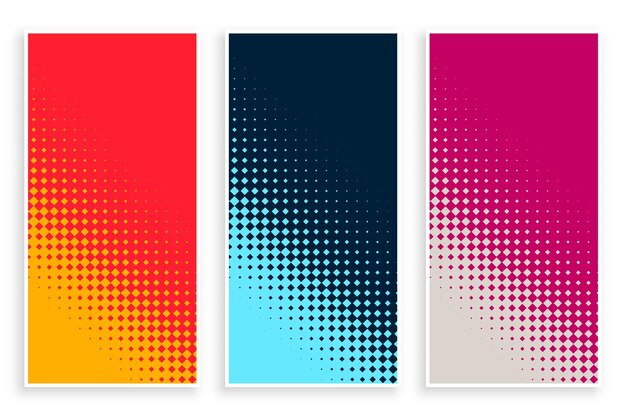Ensemble de bannière de demi-teintes de différentes couleurs